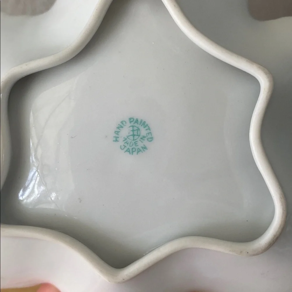 L&M Bond Ware floral Vintage hand painted trinket dish